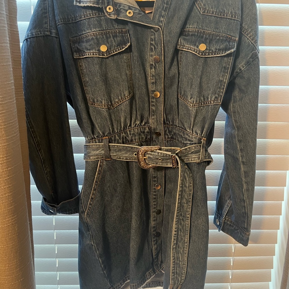 Button up jean dress with belt